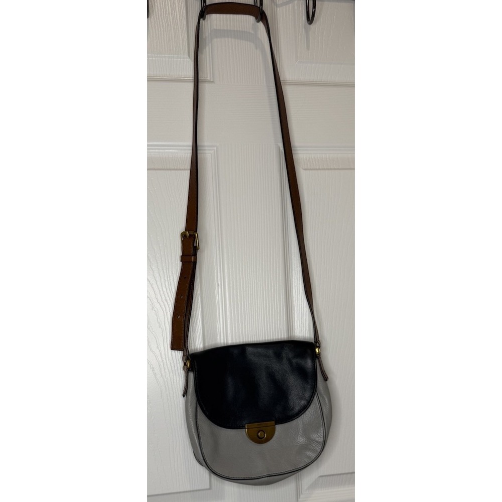 Fossil Long Live Vintage 1954 Blue And Gray Leather Flap Crossbody Bag Purse